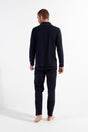 General view of a men model wearing HO navy cotton Long Sleepwear