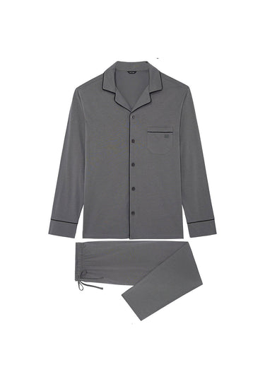 Front cutout view of HO grey cotton Long Sleepwear