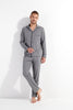 Full-body view of a men model wearing HO grey cotton Long Sleepwear