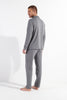 General view of a men model wearing HO grey cotton Long Sleepwear