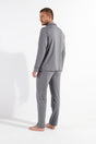 General view of a men model wearing HO grey cotton Long Sleepwear
