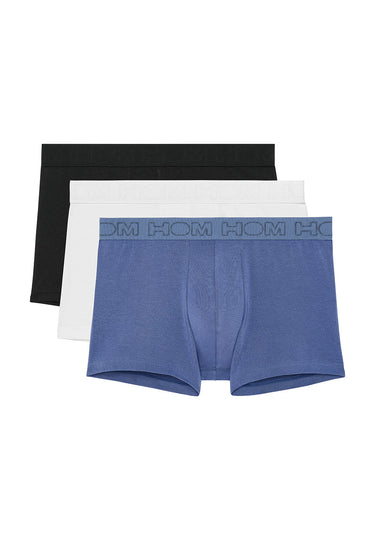 Front cutout view of HO black/blue/white cotton Boxer Briefs 3p