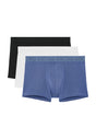 Front cutout view of HO black/blue/white cotton Boxer Briefs 3p