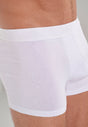 Close-up view of a men model wearing HO black/blue/white cotton Boxer Briefs 3p