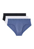 Front cutout view of HO black/blue/white cotton Mini Briefs 3p
