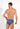 General view of a men model wearing HO black/blue/white cotton Mini Briefs 3p