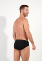 General view of a men model wearing HO black/blue/white cotton Mini Briefs 3p