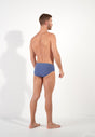 General view of a men model wearing HO black/blue/white cotton Mini Briefs 3p