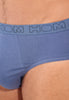 General view of a men model wearing HO black/blue/white cotton Mini Briefs 3p