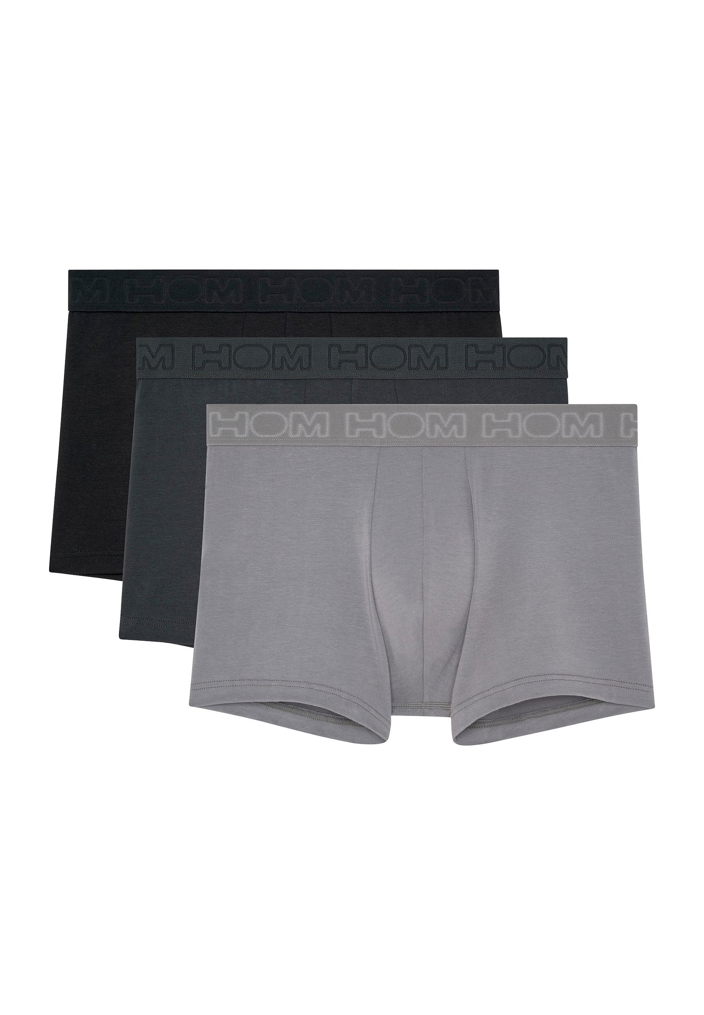 Front cutout view of HO black/grey/grey cotton Boxer Briefs 3p