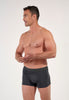 General view of a men model wearing HO black/grey/grey cotton Boxer Briefs 3p
