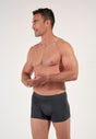 General view of a men model wearing HO black/grey/grey cotton Boxer Briefs 3p