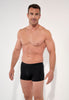 General view of a men model wearing HO black/grey/grey cotton Boxer Briefs 3p