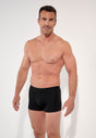 General view of a men model wearing HO black/grey/grey cotton Boxer Briefs 3p