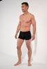 General view of a men model wearing HO black/grey/grey cotton Boxer Briefs 3p