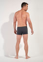 General view of a men model wearing HO black/grey/grey cotton Boxer Briefs 3p