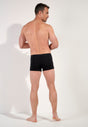 General view of a men model wearing HO black/grey/grey cotton Boxer Briefs 3p