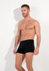General view of a men model wearing HO black/blue/white cotton Boxer Briefs 3p