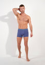 General view of a men model wearing HO black/blue/white cotton Boxer Briefs 3p