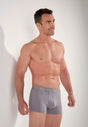 General view of a men model wearing HO black/grey/grey cotton Boxer Briefs 3p