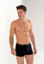 Front view of a men model wearing HO black/navy cotton Boxer Briefs HO1 2p
