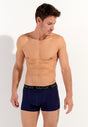 General view of a men model wearing HO black/navy cotton Boxer Briefs HO1 2p