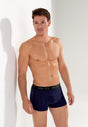 General view of a men model wearing HO black/navy cotton Boxer Briefs HO1 2p