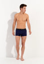 General view of a men model wearing HO black/navy cotton Boxer Briefs HO1 2p