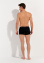 General view of a men model wearing HO black/navy cotton Boxer Briefs HO1 2p