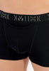 Close-up view of a men model wearing HO black/navy cotton Boxer Briefs HO1 2p