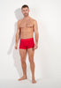 Full-body view of a men model wearing HO red  Boxer Briefs