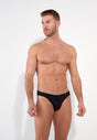 Front view of a men model wearing HO black  Comfort Micro Briefs