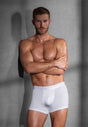 Full-body view of a men model wearing HO white cotton Boxer Briefs