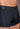 Close-up view of a men model wearing HO black cotton Boxer Briefs