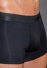 Close-up view of a men model wearing HO black cotton Boxer Briefs