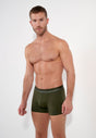 Front view of a men model wearing HO dark khaki cotton Boxer Briefs