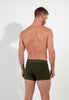 Back view of a men model wearing HO dark khaki cotton Boxer Briefs