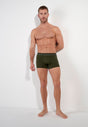 Full-body view of a men model wearing HO dark khaki cotton Boxer Briefs