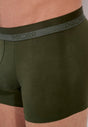 Close-up view of a men model wearing HO dark khaki cotton Boxer Briefs