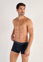 Front view of a men model wearing HO navy cotton Boxer Briefs