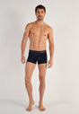Full-body view of a men model wearing HO navy cotton Boxer Briefs