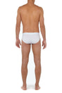 Back view of a men model wearing HO white cotton Mini Briefs