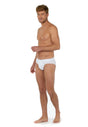 Full-body view of a men model wearing HO white cotton Mini Briefs