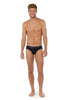 General view of a men model wearing HO black cotton Mini Briefs