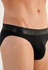 Close-up view of a men model wearing HO black cotton Mini Briefs