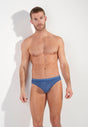 Front view of a men model wearing HO jeans blue cotton Mini Briefs
