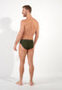 General view of a men model wearing HO dark khaki cotton Mini Briefs