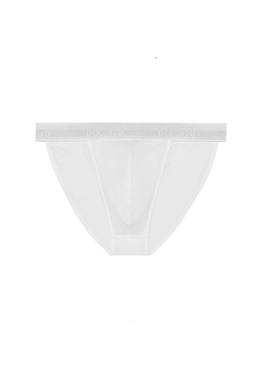 Front cutout view of HO white cotton Tanga Briefs