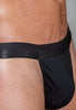 Close-up view of a men model wearing HO black cotton Tanga Briefs