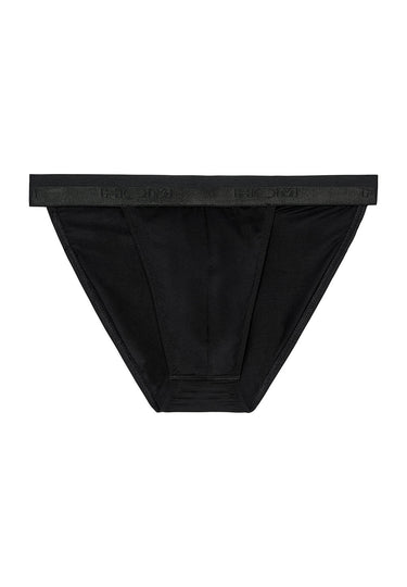 Front cutout view of HO black cotton Tanga Briefs